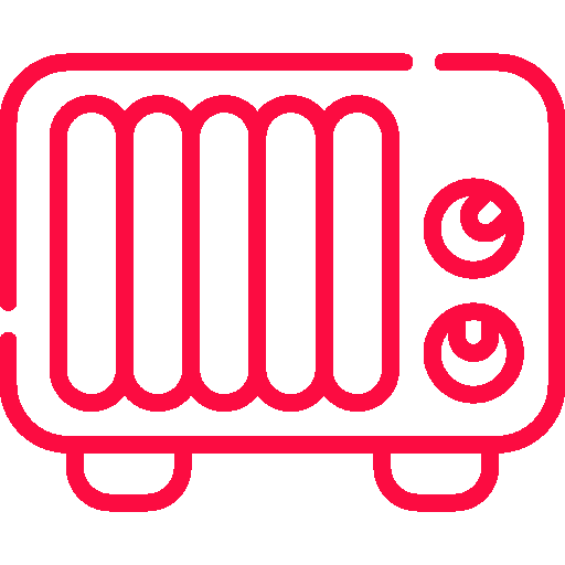 Radiateur électrique stylisé rouge, chauffage moderne par ac-plomberie en haute-garonne