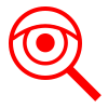 Loupe rouge en forme d’œil symbolisant la recherche et la détection pour ac-plomberie en haute-garonne